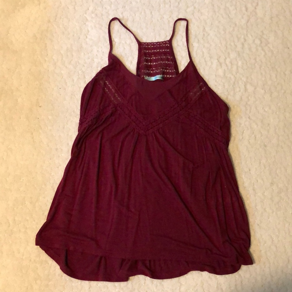 Maroon, Maurice’s razorback tank top. Size large.